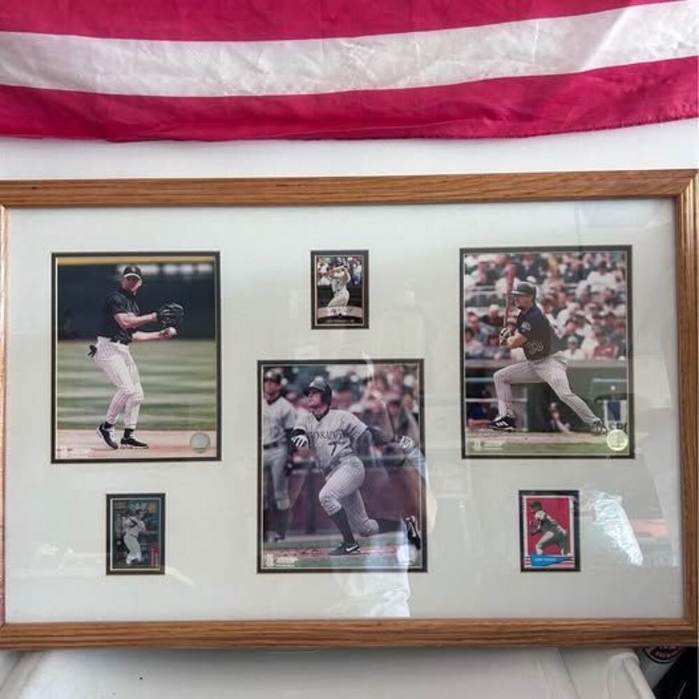 Framed Colorado Rockies Photos & Cards of Todd Helton Larry Walker Jeff Cirillo